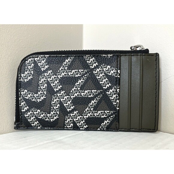 New Michael Kors Cooper L-zip wallet PVC with Leather Olive / Army Green multi - Picture 4 of 4